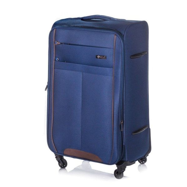 Walizka miękka średnia M Solier STL1311 granatowo-brązowa. Brązowe walizki Solier, bez wzorów, z materiału, małe. Za 199.99 zł.