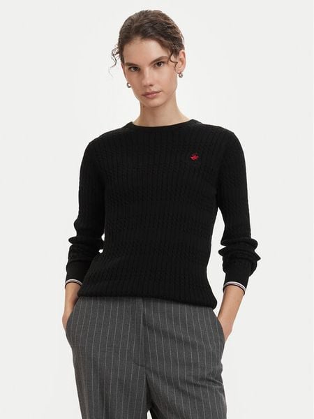 Beverly Hills Polo Club Sweter P-SS26W-M537390BLK Czarny Regular Fit. Czarne swetry klasyczne damskie Beverly Hills Polo Club, m, z bawełny, bez kołnierzyka. Za 269.99 zł.