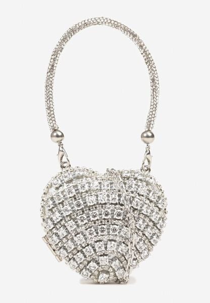 Srebrna Koktajlowa Torebka Serce Ozdobiona Cyrkoniami Deodore. Szare torebki klasyczne damskie Renee, bez wzorów, małe, bez dodatków. Za 39.99 zł.