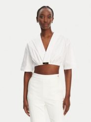 Elisabetta Franchi Bluzka CA12452E2 100 Biały Regular Fit. Białe bluzki damskie Elisabetta Franchi, bez wzorów, z wiskozy, bez ramiączek. Za 549.99 zł.