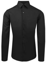 Czarna Koszula Bawełniana o Taliowanym Kroju, Jednokolorowa. Czarne koszule męskie Pazzani, bez wzorów, z bawełny, bez kołnierzyka, bez ramiączek. Za 169.00 zł.