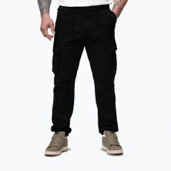 Spodnie męskie Pitbull Proctor Drawstring Joggery Cargo. Czarne spodnie sportowe męskie PITBULL, z bawełny. Za 219.99 zł.