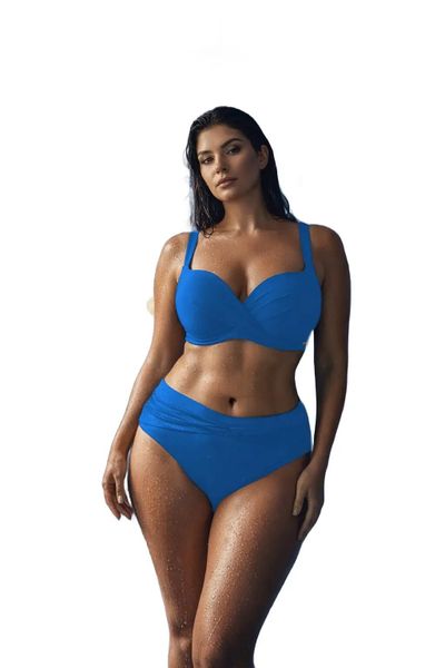 Strój kąpielowy damski kostium plażowy dwuczęściowy Self Bodrum. Niebieskie bikini damskie SELF HEAT, bez wzorów. Za 211.98 zł.