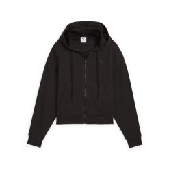 Damska wygodna bluza z kapturem HER na zamek o skróconym kroju PUMA. Czarne kurtki do biegania damskie Puma, bez wzorów, z kapturem. Za 186.99 zł.