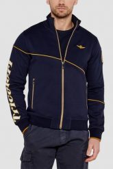 AERONAUTICA MILITARE Granatowa bluza męska Embroidered Color-block. Niebieskie bluzy bez kaptura męskie AERONAUTICA MILITARE, l. W wyprzedaży za 619.99 zł.