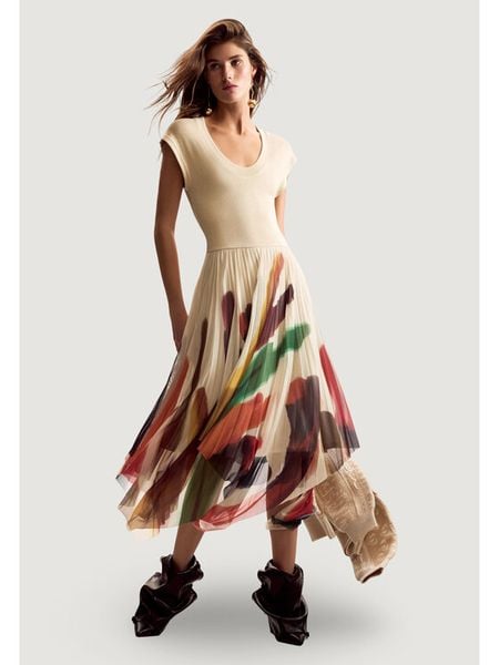 Desigual Sukienka codzienna Brushes Lacroix 26SWVK39 Beżowy Regular Fit. Brązowe sukienki damskie Desigual, na co dzień, s, bez wzorów, z syntetyku, bez kołnierzyka, bez ramiączek, proste. Za 699.99 zł.