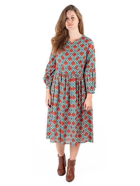 Isla Bonita by SIGRIS Sukienka w kolorze turkusowo-czerwonym rozmiar: XL. Czerwone sukienki damskie Isla Bonita by SIGRIS, xl, bez wzorów, z bawełny, bez kołnierzyka, bez ramiączek, midi. Za 235.50 zł.