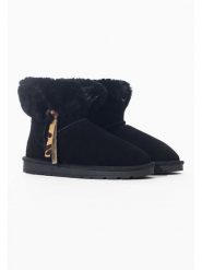 NICEBAY Skórzane botki zimowe "Litha" w kolorze czarnym rozmiar: 38. Czarne botki damskie Nicebay, na zimę, z wełny, bez obcasa, bez zapięcia. Za 156.98 zł.