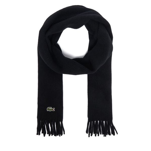 Szalik Lacoste. Czarne szaliki męskie Lacoste, bez wzorów. Za 459.99 zł.