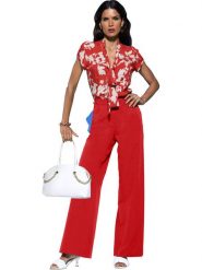 Heine Spodnie w kolorze czerwonym rozmiar: 34. Czerwone spodnie materiałowe damskie Heine, bez wzorów, z materiału, z podwyższonym stanem. Za 86.99 zł.