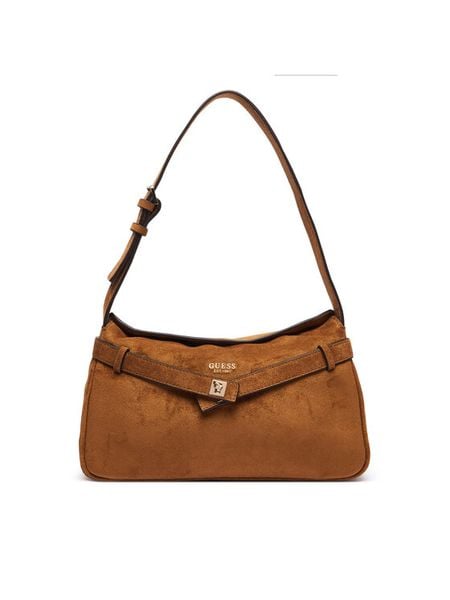 Guess Torebka Ella HWSG97 54180 Brązowy. Brązowe torebki klasyczne damskie Guess, z aplikacjami, z materiału, bez dodatków. Za 544.99 zł.