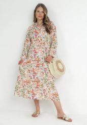 Różowa Rozkloszowana Sukienka z Koszulową Górą Hajra. Czerwone sukienki damskie Born2be, na co dzień, xl, bez wzorów, z materiału, eleganckie, bez kołnierzyka, bez ramiączek, midi, koszulowe. W wyprzedaży za 111.99 zł.