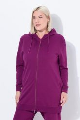 Damskie Bluza dresowa ozdobna lamówka oversize kaptur. Czerwone bluzy z kapturem damskie Ulla Popken, plus size, z bawełny. Za 179.99 zł.