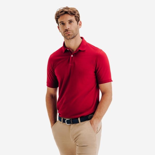 Koszulka polo do golfa z krótkim rękawem męska Inesis MW500. Czerwone koszulki polo męskie INESIS, m, bez wzorów, z bawełny, bez ramiączek. Za 59.99 zł.