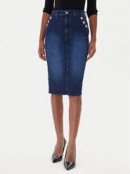 Guess Spódnica jeansowa W5BD1T D0791 Niebieski Regular Fit. Niebieskie spódniczki damskie Guess, z aplikacjami, z bawełny. Za 237.00 zł.