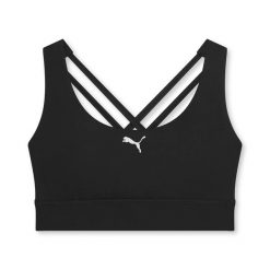 Stanik sportowy damski Puma TRAINING MID IMPACT czarny 68951901 r XS. Czarne biustonosze sportowe damskie Puma, bez wzorów, z dzianiny. Za 119.13 zł.