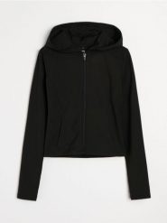 Rozpinana bluza z kapturem slim fit Active - czarny. Czarne bluzy sportowe damskie Sinsay, l. Za 49.99 zł.