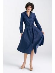 Nife Sukienka w kolorze granatowym rozmiar: 42. Niebieskie sukienki damskie Nife, na co dzień, bez wzorów, z tkaniny, bez kołnierzyka, bez ramiączek, maxi, proste. Za 196.70 zł.