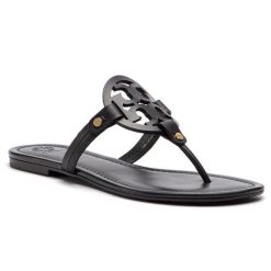 Japonki Tory Burch. Czarne klapki damskie Tory Burch, bez wzorów, bez obcasa. Za 899.99 zł.