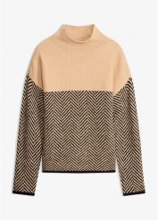 Sweter. Czarne swetry klasyczne damskie bonprix, bez kołnierzyka. Za 129.99 zł.