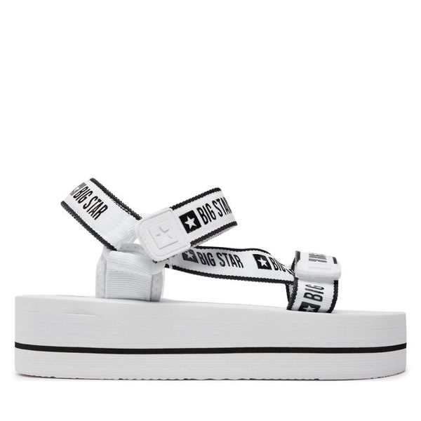 Sandały Big Star Shoes. Białe sandały damskie BIG STAR SHOES, bez wzorów, bez obcasa, na płaskiej podeszwie. Za 149.99 zł.