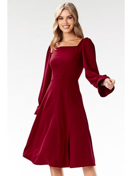 Awama Sukienka w kolorze bordowym rozmiar: L. Czerwone sukienki damskie Awama, l, bez wzorów, bez kołnierzyka, bez ramiączek, midi. Za 104.89 zł.