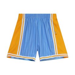 Szorty Swingman Los Angeles Lakers. Niebieskie szorty męskie Mitchell & Ness, bez kołnierzyka. Za 486.50 zł.