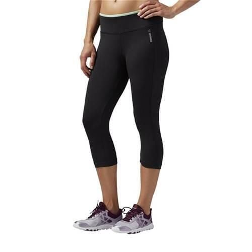 Spodnie treningowe damskie Reebok Workout Ready Capri W. Czarne spodnie sportowe damskie Reebok, l, na fitness i siłownię. Za 165.00 zł.