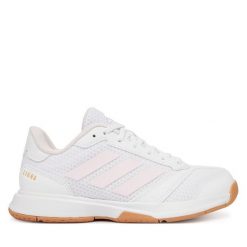 Buty halowe adidas. Białe buty sportowe na co dzień damskie Adidas, bez wzorów. Za 299.99 zł.
