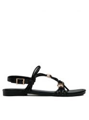 Jenny Fairy Sandały WS5295-09 Czarny. Czarne sandały damskie Jenny Fairy, bez wzorów, ze skóry, bez obcasa, na płaskiej podeszwie. Za 79.99 zł.