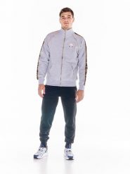 Bluza z bawełna z pełny zamek błyskawiczny na co dzień. Czerwone bluzy sportowe męskie LEONE 1947 APPAREL, bez wzorów, z bawełny, bez kołnierzyka, bez ramiączek. Za 168.36 zł.