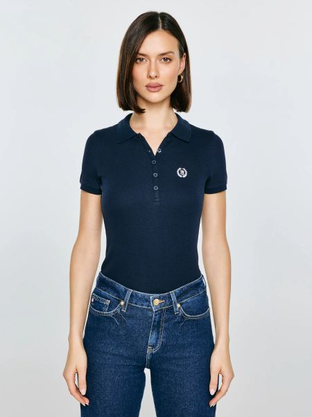 Koszulka damska polo w prążek granatowa Rella 403. Niebieskie topy sportowe damskie Big Star, l, bez wzorów, z denimu, bez ramiączek. Za 119.99 zł.