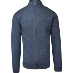 Sweter Wełniany, Niebieski Męski, Zapinany na Zamek, w Drobny Tłoczony Wzór -VIP STENDO. Niebieskie kardigany męskie Vip Stendo, m, bez wzorów, z tkaniny, biznesowe, bez kołnierzyka. Za 169.00 zł.