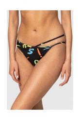 MOSCHINO Czarny dół od bikini w neonowe litery. Czarne bikini damskie MOSCHINO, bez wzorów. W wyprzedaży za 199.99 zł.