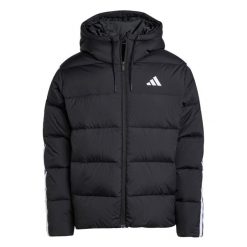 Kurtka z kapturem adidas Essentials 3-Stripes. Czarne kurtki męskie Adidas, m, bez wzorów, z puchu, z kapturem. Za 409.00 zł.