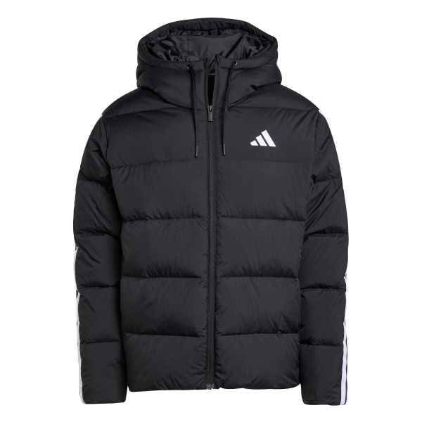 Kurtka z kapturem adidas Essentials 3-Stripes. Czarne kurtki męskie Adidas, m, bez wzorów, z puchu, z kapturem. Za 409.00 zł.