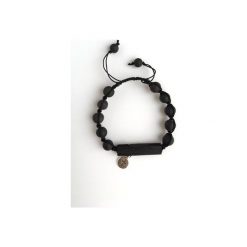 Męska bransoletka z agatami i bukowym drewnem BlackGod's Joy. Czarne biżuteria dla mężczyzn Iluzja jewellery, z agatem. Za 129.00 zł.