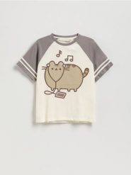 T-shirt Pusheen - wielobarwny. Koszulki dziewczęce Reserved, bez wzorów, z bawełny, bez ramiączek. Za 49.99 zł.