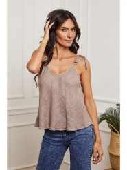 Fleur de Lin Lniany top "Filiale" w kolorze beżowym rozmiar: S. Brązowe topy damskie Fleur de Lin, s, bez wzorów, ze lnu, bez kołnierzyka. Za 92.42 zł.