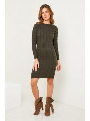 So Cachemire Sukienka "Alavie" w kolorze khaki rozmiar: L. Brązowe sukienki damskie So Cachemire, l, bez wzorów, z wełny, bez kołnierzyka, bez ramiączek, mini. Za 122.67 zł.