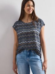 Street One koszulka z dekoltem Kobiety wiskoza niebieski, 40. Niebieskie t-shirty damskie Street One, bez wzorów, z wiskozy, bez kołnierzyka. Za 149.95 zł.