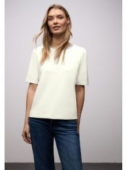 Street One Koszulka w kolorze kremowym rozmiar: 40. Brązowe bluzki damskie Street One, bez wzorów, street, bez kołnierzyka, bez ramiączek. Za 101.47 zł.