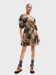 Desigual Sukienka koszulowa Rosa 22WWVW23 Brązowy Regular Fit. Brązowe sukienki damskie Desigual, xl, bez wzorów, z lyocellu, bez kołnierzyka, bez ramiączek, koszulowe. Za 419.99 zł.