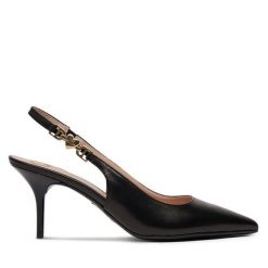 Szpilki LOVE MOSCHINO. Czarne szpilki Love Moschino, bez wzorów, bez obcasa. Za 549.99 zł.