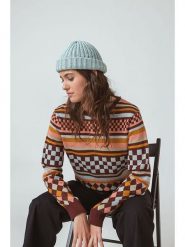 SKFK Czapka beanie w kolorze błękitnym rozmiar: onesize. Niebieskie czapki zimowe damskie SKFK, z materiału. Za 43.99 zł.