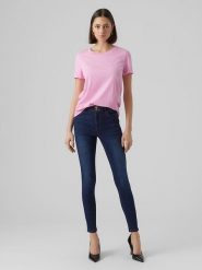 Vero Moda Koszulka "Paula" w kolorze jasnoróżowym rozmiar: XL. Różowe bluzki damskie Vero Moda, xl, bez wzorów, z bawełny, bez kołnierzyka. Za 43.99 zł.