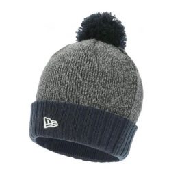Czapka z pomponem z dzianiny New Era. Niebieskie czapki męskie New Era, z aplikacjami, z bawełny. Za 152.00 zł.