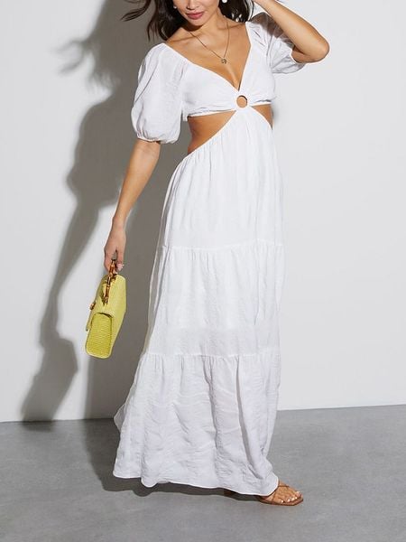 Milan Kiss Sukienka w kolorze białym rozmiar: L. Białe sukienki damskie Milan Kiss, l, bez wzorów, z bawełny, bez kołnierzyka, bez ramiączek, maxi. Za 143.90 zł.