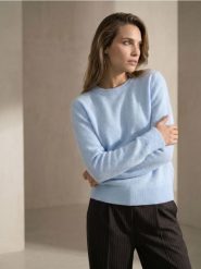 Sweter chunky z domieszką wełny - błękitny. Niebieskie swetry klasyczne damskie Sinsay, l, z wełny, bez kołnierzyka. Za 39.99 zł.