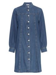 MOSS COPENHAGEN Sukienka dżinsowa "Rylan" w kolorze niebieskim rozmiar: M/L. Niebieskie sukienki damskie MOSS COPENHAGEN, na co dzień, l, bez wzorów, z bawełny, bez kołnierzyka, bez ramiączek, midi, proste. Za 217.99 zł.